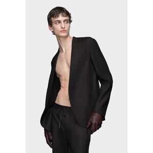 Maison Margiela Black Wool Minimal Open Blazer jacket Sz 54 US 44